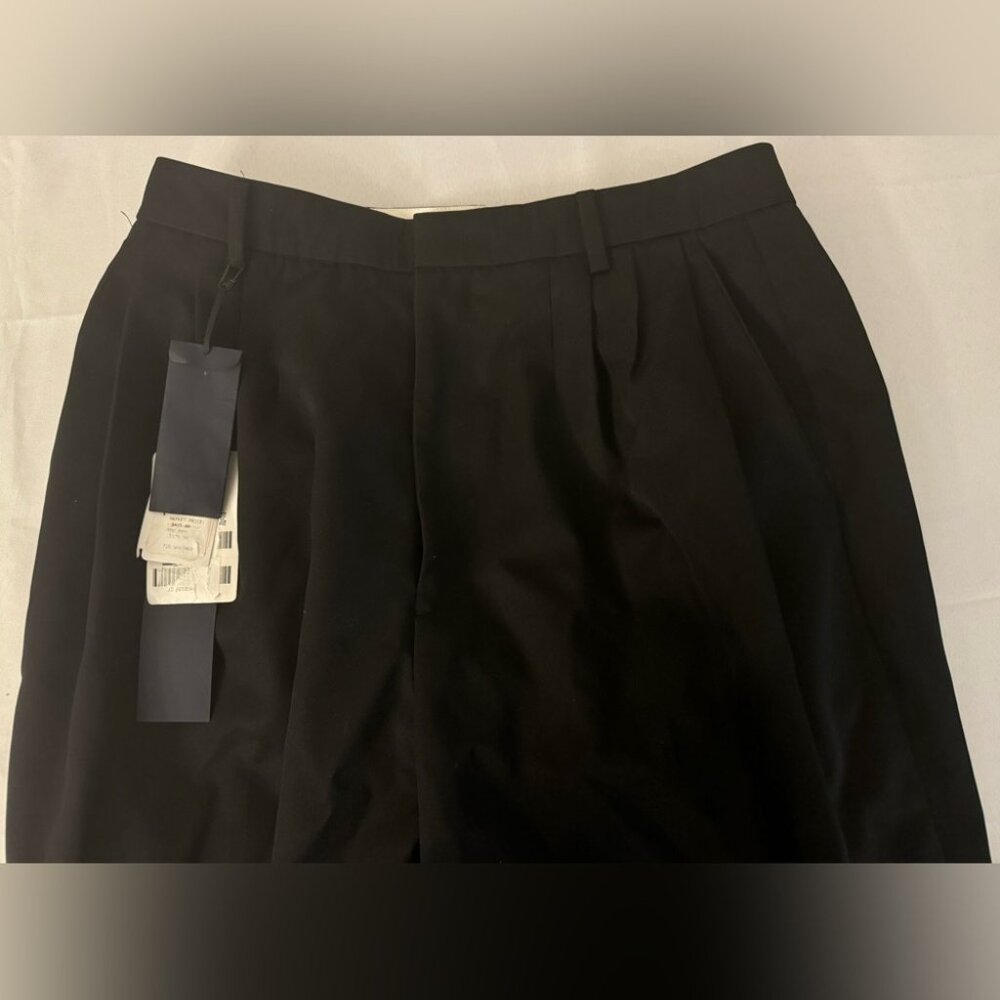 NWT Juun J Triple Pleated Black Wool Gabardine Flare Trousers 46EU/30US $625.00